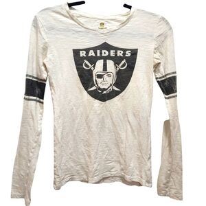 NFL Juniors Collection Raiders Burnout Long Sleeve Size XS White Black Football